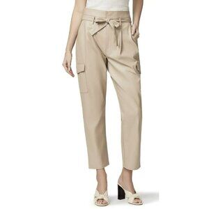 Paige $239 Taupe Faux Leather Cropped Tami Pant Size 12 NWT